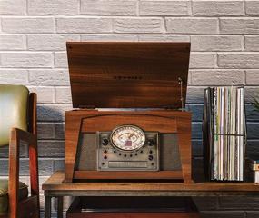 img 3 attached to 🎵 Crosley CR7015A-WA Медли 3-х скоростной проигрыватель винила с функцией Bluetooth, AM/FM радио, CD-проигрывателем, кассетным деком, входом для Аux-ин - отделка грецкий орех