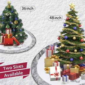 img 1 attached to 🎄 WEWILL 36" Luxury Christmas Tree Skirt - Embroidered Silvery Snowman and Snowflake Design with Satin Border - Xmas Mat for Party Supplies and Decorations