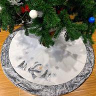 🎄 wewill 36" luxury christmas tree skirt - embroidered silvery snowman and snowflake design with satin border - xmas mat for party supplies and decorations логотип