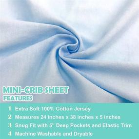 img 1 attached to 👶 Organic Cotton Jersey Knit Fitted Portable/Mini-Crib Sheet by American Baby Company - Soft, Breathable, Blue for Boys and Girls