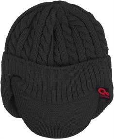 img 1 attached to ❄️ Janey&Rubbins Winter Sports Visor Beanie: Stay Warm with Earflaps, Knit Ski Hat, and Brim - Fleece Lined Skull Cap