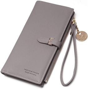 img 4 attached to 👛 JOSEKO Womens Long Zipper Wallet: Stylish Clutch Multifunction Card Holder Purse in Soft Leather - Anti-theft, Checkbook Organizer Wallets for Women - Clearance Grey