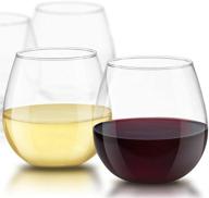 🍷 set of 4 joyjolt spirits stemless wine glasses - ideal for red or white wine - 15-ounce capacity logo