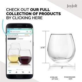 img 3 attached to 🍷 Set of 4 JoyJolt Spirits Stemless Wine Glasses - Ideal for Red or White Wine - 15-Ounce Capacity