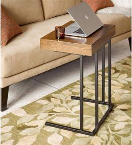 img 2 attached to 🏢 Madison Park Wynn Accent Wood with Metal Frame Snack Modern Home Office Laptop Stand with Drawer Bed Side Table Sofa For Living Room, Small: Stylish and Functional Furniture Solution