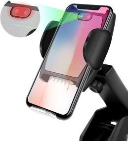 img 4 attached to 📲 Smart Sensor Wireless Car Charger Mount, Cofuture 15W Qi Fast Charging Auto-Open and Clamp Phone Holder, Dashboard/Air Vent Compatible with Samsung S10/S9, iPhone11/XS/XR/X/8/8+