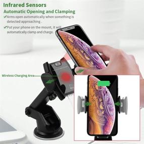 img 3 attached to 📲 Smart Sensor Wireless Car Charger Mount, Cofuture 15W Qi Fast Charging Auto-Open and Clamp Phone Holder, Dashboard/Air Vent Compatible with Samsung S10/S9, iPhone11/XS/XR/X/8/8+