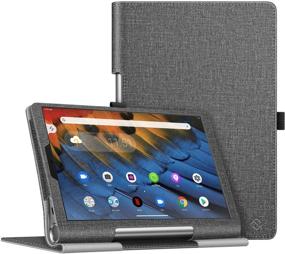 img 4 attached to Fintie Premium Vegan Leather Case for Lenovo Yoga Smart Tab, Slim Fit Folio Cover with Auto Sleep/Wake, Gray - Compatible with Lenovo Yoga Smart Tab 10.1 (YT-X705F) Tablet