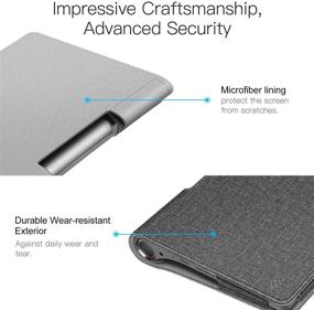 img 2 attached to Fintie Premium Vegan Leather Case for Lenovo Yoga Smart Tab, Slim Fit Folio Cover with Auto Sleep/Wake, Gray - Compatible with Lenovo Yoga Smart Tab 10.1 (YT-X705F) Tablet