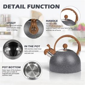 img 2 attached to 🫖 Awvlvwa Whistling Tea Kettle, 2.5 Quart Stainless Steel Teapot with Loud Whistle - Ideal for Quick Preparation of Hot Water for Coffee and Tea, Suitable for Stovetops and Induction Cooktops