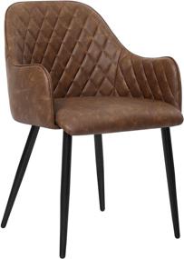 img 4 attached to SONGMICS Dining Chair: Modern Padded Armchair with 🪑 Backrest, Metal Legs, PU Upholstery - Set of 1, Brown