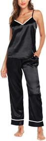 img 3 attached to 👘 Romanstii Satin Pajamas Set: Elegant Silk Sleepwear and Cami Nightwear for Luxurious Comfort