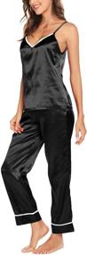 img 2 attached to 👘 Romanstii Satin Pajamas Set: Elegant Silk Sleepwear and Cami Nightwear for Luxurious Comfort