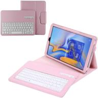 📱 premium pink pu leather keyboard case for samsung galaxy tab 3/4 10.1 - folding and separable, magnetic wireless keyboard – tab 3/4 10.1 inch protective cover logo