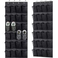 👠 2-pack over the door shoe organizers | hanging shoe holder with 24 sturdy large thickened mesh pockets and 8 hooks | mesh shoe storage rack organizer for closet, bathroom, bedroom, pantry | 59 x 21.6 inch | black logo