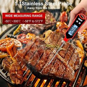 img 1 attached to 🌡️ Waterproof Meat Thermometer – Upgraded Long Probe Digital Instant Read Food Thermometer for Grilling, BBQ, Smoker, and Kitchen Cooking – Includes Calibration – Ideal for Candy Making