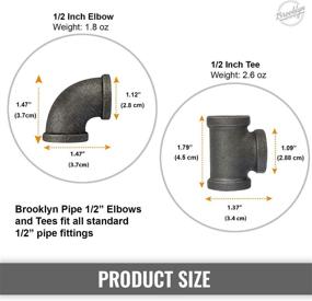 img 3 attached to 🛠️ Brooklyn Pipe 1/2-Inch Elbow Tee Combo Pack (10 Elbows, 10 Tees) - Threaded Pipe, 90-Degree Pipe Elbow Tee, Decorative Iron Piping, Metal Cast Pipe Fittings for DIY Furniture Projects