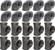 🛠️ brooklyn pipe 1/2-inch elbow tee combo pack (10 elbows, 10 tees) - threaded pipe, 90-degree pipe elbow tee, decorative iron piping, metal cast pipe fittings for diy furniture projects logo