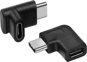 img 4 attached to 🔌 Адаптер USB-C типа С мужской на женский разъем 90 градусов, вверх и вниз, вправо и влево угловой USB-C USB 3.1 Тип-C удлинитель - 2 упаковки, черный