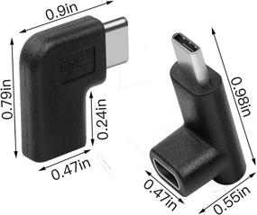 img 3 attached to 🔌 Адаптер USB-C типа С мужской на женский разъем 90 градусов, вверх и вниз, вправо и влево угловой USB-C USB 3.1 Тип-C удлинитель - 2 упаковки, черный