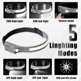 img 1 attached to 🔦 Grey Pristar Rechargeable 230° Wide Beam Illumination Headlamp - 350 Lumens LED Head Lamp with Adjustable Headband, USB-C, Lightweight, Waterproof for Outdoor Camping, Hiking, Biking, Running