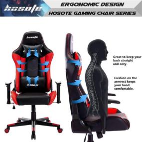 img 1 attached to Hosote Ergonomic Gaming Chair for Adults, High Back Racing Computer Gaming Chair, E-Sports Gamer Chair, Big and Tall Video Gaming Chair, PU Leather Desk Chair Task Chair Office Chair in Red and Black