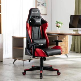 img 3 attached to Hosote Ergonomic Gaming Chair for Adults, High Back Racing Computer Gaming Chair, E-Sports Gamer Chair, Big and Tall Video Gaming Chair, PU Leather Desk Chair Task Chair Office Chair in Red and Black