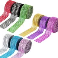 🎀 berolle 9 rolls 45 yards rhinestone mesh ribbon with acrylic crystal diamonds - ideal for home decoration, wedding party & cake trim (8 row, 9 colors) logo