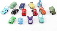 🚗 colorful mini racers cars - 14 pcs miniature car figurines for cake toppers & cupcake decorations logo