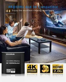 img 1 attached to 🔌 Разветвитель HDMI Koopman 1x2 - Высококачественный алюминиевый HDMI видео-разветвитель поддерживающий HDCP2.2, 3D EDID, Dolby Atmos и DTS-HD