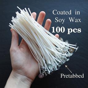 img 1 attached to 🕯️ Cozyours 6 inch Cotton Candle Wicks: 100 Pcs, Pre-Waxed & Pretabbed for Candle Making