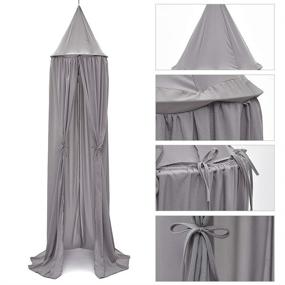 img 2 attached to 🏕️ Children's Bed Canopy - Chiffon Mosquito Net | Baby Indoor Outdoor Play Reading Tent | Bed & Bedroom Decoration (Grey)