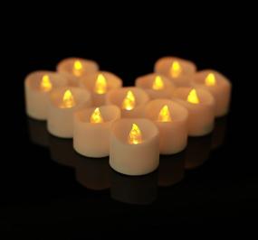 img 2 attached to 🕯️ Pack of 12 YHP Battery Operated Flameless Flickering Candles in Amber Yellow - Realistic LED Tea Lights for Weddings, Tables, Halloween, Christmas, and Festival Celebrations