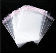 🛍️ clear cellophane bags 5x6.5 inch - 100 pack, plastic self adhesive resealable bags for bakery, favors, candle, soap, cookie storage: ideal for office stationery, arts & crafts logo
