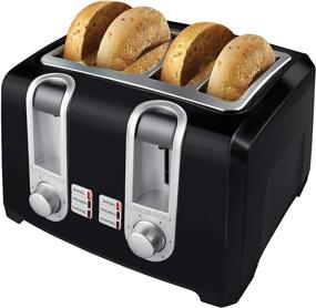 img 4 attached to 🍞 BLACK+DECKER T4569B 4-Slice Toaster, Bagel Toaster, Black - Perfectly Toasted Bread & Bagels in Style