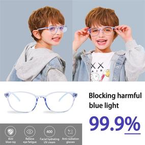 img 3 attached to 👓 Kid's Blue Light Glasses: Clear Blue Ultra-Light Gaming Computer Glasses for Boys & Girls (Ages 6-14) - Unbreakable Frame with Case: Anti Eyestrain, Blu-ray & UV400 Protection