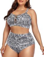 👙 stylish and flattering: daci women's plus size bikini high waisted swimsuit with ruched design and lace-up detail - get the perfect two-piece bathing suit! logo