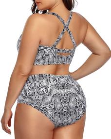 img 3 attached to 👙 Stylish and Flattering: Daci Women's Plus Size Bikini High Waisted Swimsuit with Ruched Design and Lace-Up Detail - Get the Perfect Two-Piece Bathing Suit!