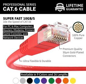 img 3 attached to InstallerParts CAT6 Ethernet Cable - Red, 0.5FT, 10Gbps, 550MHz - Professional Series for High-Speed Internet