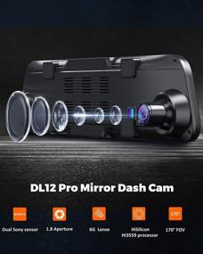 img 3 attached to 📸 Kingslim DL12 Pro 4K Mirror Dash Cam: Dual Sony Sensors, GPS Tracking, Super Night Vision, Waterproof Backup Camera and Parking Assistant