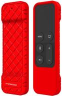 📱 moko silicone protective case - compatible with apple tv 4k/4th gen remote, lightweight non-slip-grip, flexible cover for apple tv 4k siri remote controller - red logo