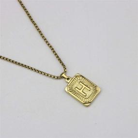 img 1 attached to JoycuFF Personalized 18K Gold Filled Initial Letter Pendant Necklace - Square Alphabet 🎁 Rectangle Medallion Handmade Stainless Steel Jewelry Gift for Women Men, Teens & Best Friends