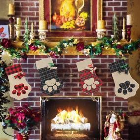 img 2 attached to 🎄 XinblueCo 2-Piece Christmas Stocking Set: Paw Stockings for Pets & Festive Fireplace Decor