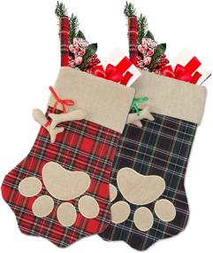 img 4 attached to 🎄 XinblueCo 2-Piece Christmas Stocking Set: Paw Stockings for Pets & Festive Fireplace Decor