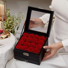 img 2 attached to Preserved Roses in a Box - Long Lasting Real Rose Arrangement! 🌹 Perfect Gift for Her - 16 Red Roses That Stay Fresh for 365 Days!