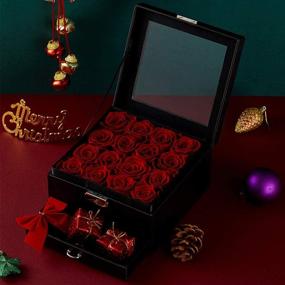 img 3 attached to Preserved Roses in a Box - Long Lasting Real Rose Arrangement! 🌹 Perfect Gift for Her - 16 Red Roses That Stay Fresh for 365 Days!