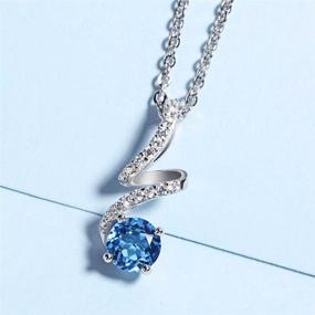 img 2 attached to Carleen Solid Sterling Silver Natural Blue Topaz Gemstone Pendant Necklace with Clear CZ, Small Simulated Diamond. Ideal for Daily Wear, Gifts, Jewelry for Women and Girls.