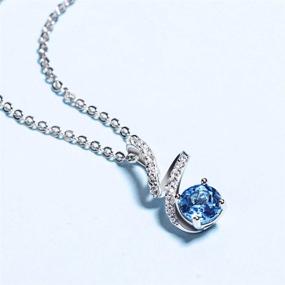 img 1 attached to Carleen Solid Sterling Silver Natural Blue Topaz Gemstone Pendant Necklace with Clear CZ, Small Simulated Diamond. Ideal for Daily Wear, Gifts, Jewelry for Women and Girls.