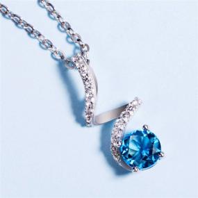 img 3 attached to Carleen Solid Sterling Silver Natural Blue Topaz Gemstone Pendant Necklace with Clear CZ, Small Simulated Diamond. Ideal for Daily Wear, Gifts, Jewelry for Women and Girls.