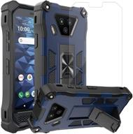 📱 чехол ailiber с защитной пленкой для kyocera duraforce ultra 5g и duraforce uw e7110 - магнитное автомобильное крепление, подставка-удерживатель, телефонный чехол военного класса (uw-синий) логотип